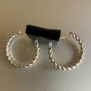 Silver Twisted Hoop Earring